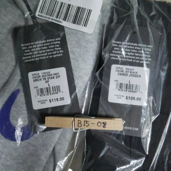 Men's Size L True Religion Sweatsuit Fleece 2 Piece Tracksuit Horshoe Logo NWT - Picture 2 of 7